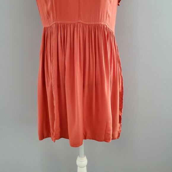 Silence + Noise Short Sleeve Lattice Back Orange Sundress Size L - Picture 6 of 12